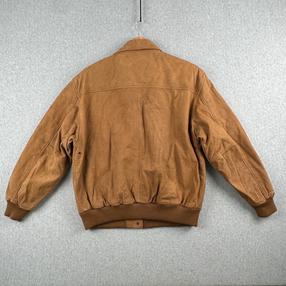 Hunt Club Jacket Mens Medium Brown Leather Bomber Suede Full Zip Quilted Lining - Picture 2 of 16